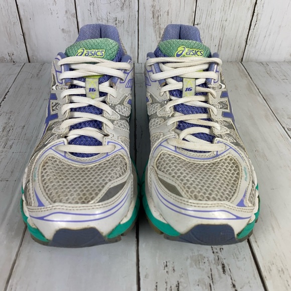 Asics Gel Nimbus 16 Fluid Fit White Purple Teal Womens Size 7 - Picture 4 of 10